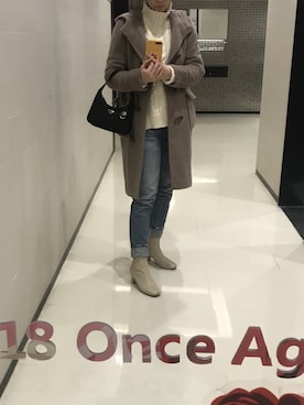 「one after another NICE CLAUP（ワンアフターアナザーナイスクラップ）のアイテム（ダッフルコート）」を使った、sophiaさん（レディース・162cm）の冬コーディネート