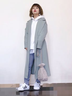 「GU（ジーユー）のアイテム（トレンチコート）」を使った、きな☆ki_naさん（レディース・153cm）の冬コーディネート