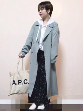 「GU（ジーユー）のアイテム（トレンチコート）」を使った、きな☆ki_naさん（レディース・153cm）の春コーディネート