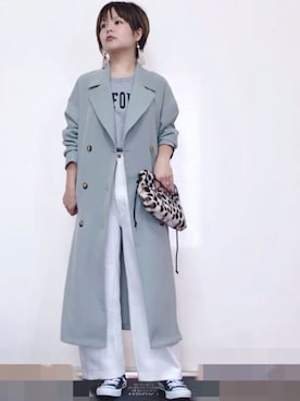 「GU（ジーユー）のアイテム（トレンチコート）」を使った、きな☆ki_naさん（レディース・153cm）の春コーディネート