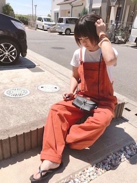 「大人カジュアル」｜「アイテム（サロペット/オーバーオール、オレンジ系）」を使った、きな☆ki_naさん（レディース・153cm）の夏コーディネート