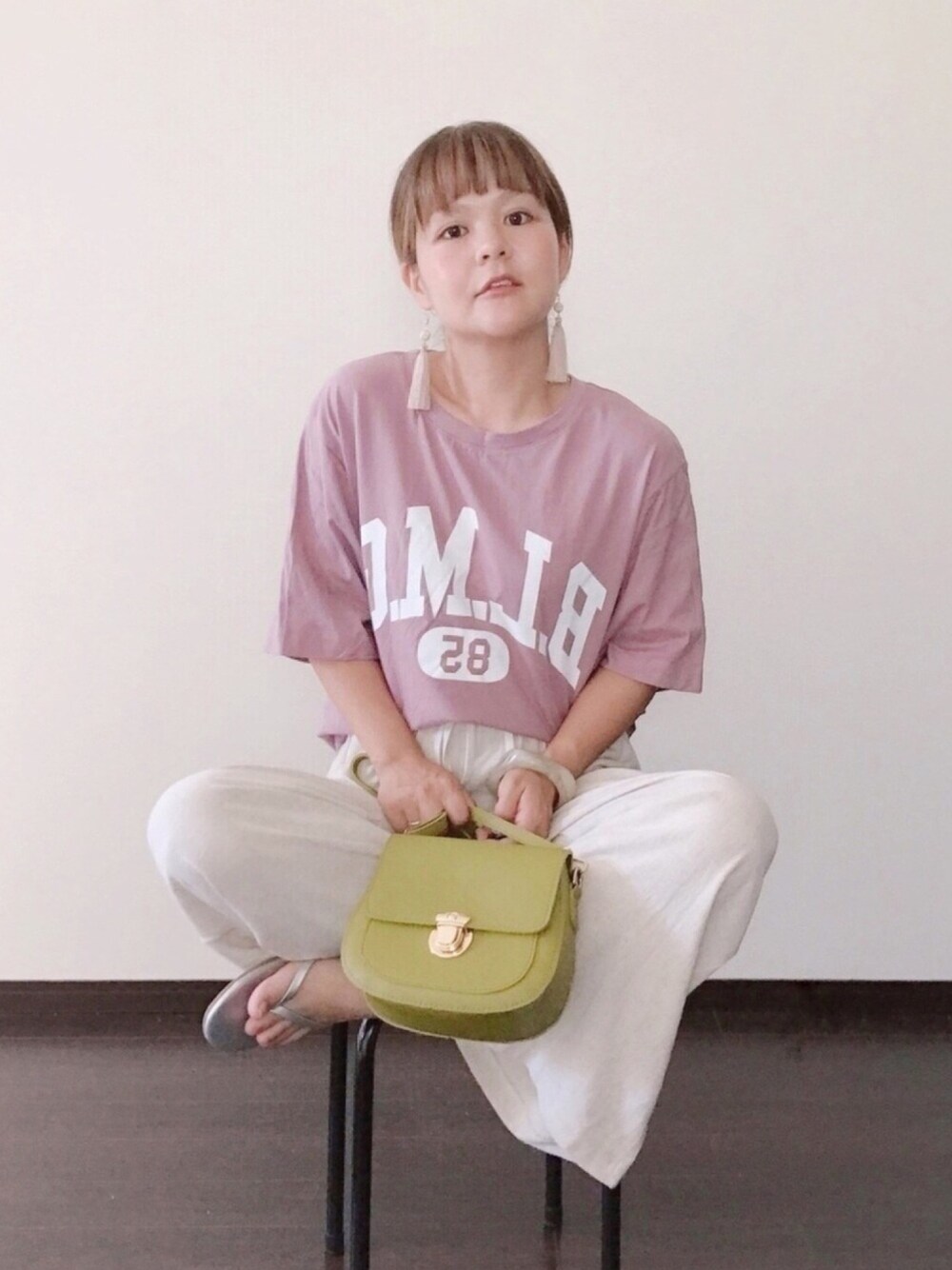 「GRLのサイズ　Free（Tシャツ/カットソー、ピンク系）」を使った、きな☆ki_naさん（レディース・153cm）の夏コーディネートの1枚目の写真
