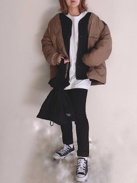 「UNIQLO（ユニクロ）のアイテム（ダウンジャケット/コート）」を使った、きな☆ki_naさん（レディース・153cm）の冬コーディネート
