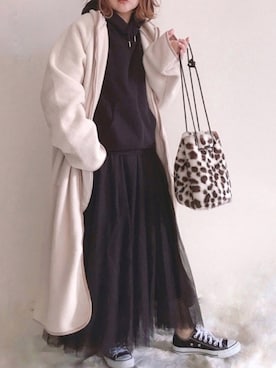 「antiqua（アンティカ）のアイテム（その他アウター）」を使った、きな☆ki_naさん（レディース・153cm）の冬コーディネート