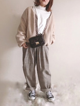 「moment+（モーメントプラス）のアイテム（ジャケット/アウター）」を使った、きな☆ki_naさん（レディース・153cm）の冬コーディネート