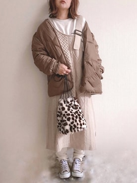 「UNIQLO（ユニクロ）のアイテム（ダウンジャケット/コート）」を使った、きな☆ki_naさん（レディース・153cm）の冬コーディネート