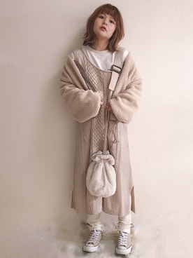 「moment+（モーメントプラス）のアイテム（ジャケット/アウター）」を使った、きな☆ki_naさん（レディース・153cm）の冬コーディネート