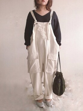 「antiqua」｜「アイテム（サロペット/オーバーオール）」を使った、きな☆ki_naさん（レディース・153cm）の冬コーディネート