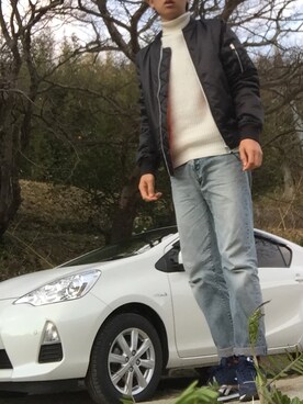 「NET（ネット）のアイテム（ブルゾン）」を使った、koheyさん（メンズ・170cm）の春コーディネート