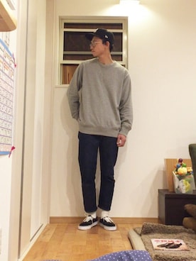 「DISCUS（ディスカス）のアイテム（スウェット）」を使った、MOSさん（メンズ・178cm）の秋コーディネート