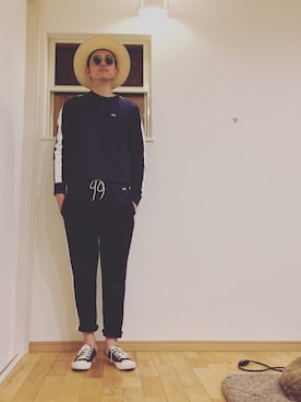 「ロールアップ」｜「アイテム（ジャージ）」を使った、MOSさん（メンズ・178cm）の春コーディネート