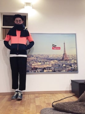 「COMME des GARCONS HOMME DEUX（コムデギャルソンオムドゥ）のアイテム（スラックス）」を使った、MOSさん（メンズ・178cm）の冬コーディネート