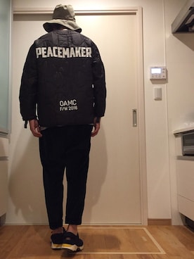 「OAMC（オーエーエムシー）のアイテム（ダウンジャケット/コート）」を使った、MOSさん（メンズ・178cm）の秋コーディネート