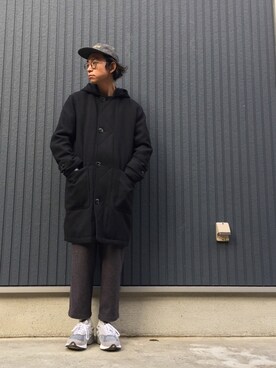 「グレンチェック」｜「アイテム（ダッフルコート）」を使った、MOSさん（メンズ・178cm）の冬コーディネート