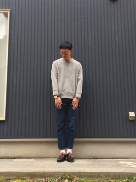「DISCUS（ディスカス）のアイテム（スウェット）」を使った、MOSさん（メンズ・178cm）の春コーディネート