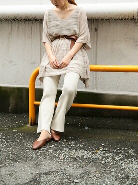 「透かし編みニット」｜mietteさん（レディース・158cm）の春コーディネート