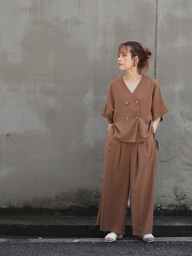 「titivate（ティティベイト）のアイテム（セットアップ）」を使った、mietteさん（レディース・158cm）の夏コーディネート