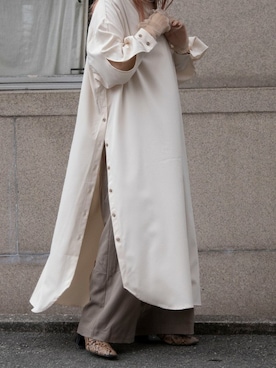 「スキッパーシャツ」｜「アイテム（シャツワンピース）」を使った、mietteさん（レディース・150cm）の秋コーディネート