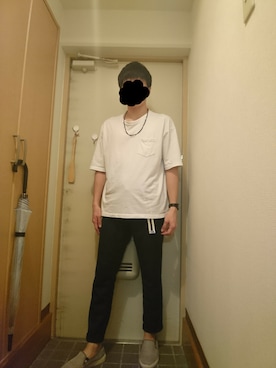 「DHOLIC（ディーホリック）のアイテム（スリッポン）」を使った、ゆっけさん（メンズ・172cm）の夏コーディネート