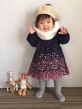 「babygap」｜「アイテム（ハンチング/ベレー帽）」を使った、ゆづたんさん（キッズ・70cm）の冬コーディネート