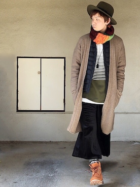 「ベロア」｜「アイテム（ダウンジャケット/コート）」を使った、サマルさん（メンズ・175cm）の冬コーディネート