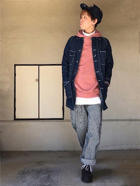 「ショップコート」｜「アイテム（オールインワン・サロペット）」を使った、サマルさん（メンズ・175cm）の春コーディネート