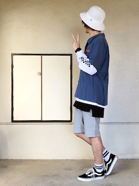 「袖プリント」｜「アイテム（その他）」を使った、サマルさん（メンズ・175cm）の秋コーディネート
