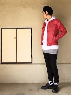 「ボーダーソックス」｜「アイテム（ハンチング/ベレー帽）」を使った、サマルさん（メンズ・175cm）の春コーディネート