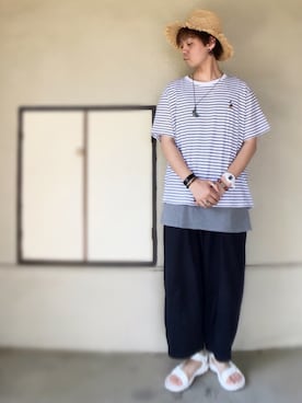 「岩座 IWAKURA（イワクラ）のアイテム」を使った、サマルさん（メンズ・175cm）の夏コーディネート