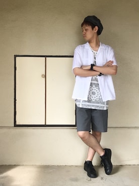 「JUNRED（ジュンレッド）のアイテム（ハンチング/ベレー帽）」を使った、サマルさん（メンズ・175cm）の夏コーディネート