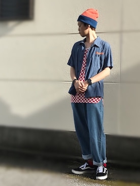 「チャイハネ（チャイハネ）のアイテム（ニットキャップ/ビーニー）」を使った、サマルさん（メンズ・175cm）の夏コーディネート