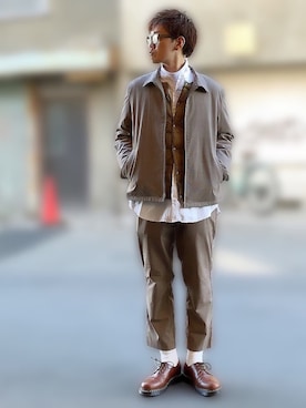 「グレンチェック」｜「アイテム（ダウンジャケット/コート）」を使った、サマルさん（メンズ・175cm）の冬コーディネート