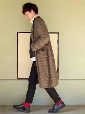 「zozoデニム」｜「アイテム（チェスターコート）」を使った、サマルさん（メンズ・175cm）の冬コーディネート
