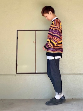 「zozoデニム」｜「アイテム（スウェット）」を使った、サマルさん（メンズ・175cm）の秋コーディネート