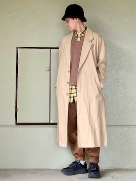 「unrelaxing（アンリラクシング）のアイテム（トレンチコート）」を使った、サマルさん（メンズ・175cm）の冬コーディネート