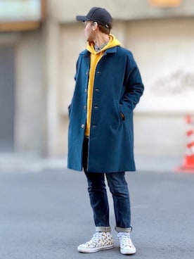 「ミッキー」｜「アイテム（ステンカラーコート）」を使った、サマルさん（メンズ・175cm）の冬コーディネート