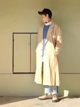 「unrelaxing（アンリラクシング）のアイテム（トレンチコート）」を使った、サマルさん（メンズ・175cm）の冬コーディネート