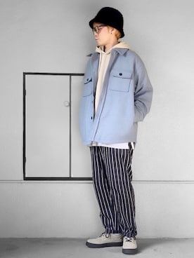 「アイテム（ブルゾン、ブルー系）」を使った、サマルさん（メンズ・175cm）の冬コーディネート