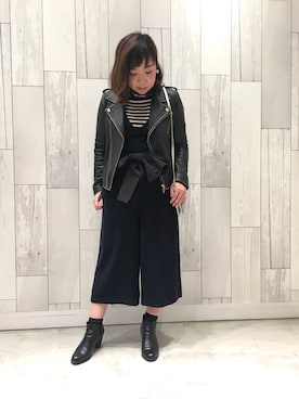 「Q（キュー）のアイテム（オールインワン・サロペット）」を使った、kimumegさん（レディース・154cm）の冬コーディネート