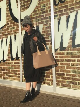 「Q（キュー）のアイテム（ニットキャップ/ビーニー）」を使った、kimumegさん（レディース・154cm）の冬コーディネート