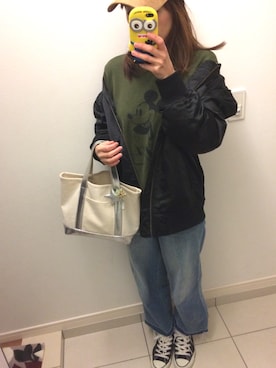「ミッキー」｜「アイテム（MA-1）」を使った、haruさん（レディース・156cm）の秋コーディネート