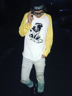 「Ray-Ban（レイバン）のRay-Ban / Wayfarer CLR（メガネ）」を使った、m.a.s.a.stagram.jp さん（メンズ・187cm）の冬コーディネート