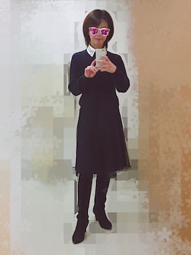 「cawaii（カワイイ）のアイテム（トップス、ホワイト系）」を使った、ｓｈｅさん（レディース・158cm）の冬コーディネート