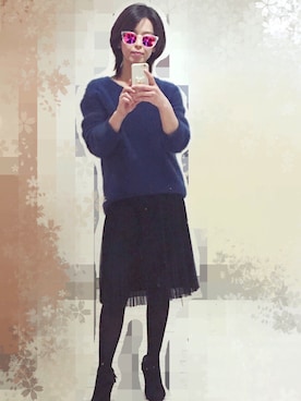 「ANAYI（アナイ）のアイテム（スカート、ブラック系）」を使った、ｓｈｅさん（レディース・158cm）の冬コーディネート