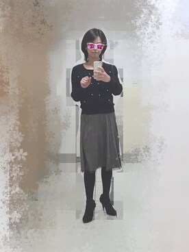 「プリーツスカート♪のアイテム（スカート、グレー系）」を使った、ｓｈｅさん（レディース・158cm）の冬コーディネート