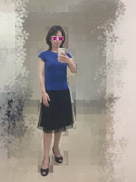 「やっと半袖！のアイテム（トップス、ブルー系）」を使った、ｓｈｅさん（レディース・158cm）の春コーディネート