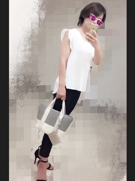 「ZARA（ザラ）のアイテム（シャツ/ブラウス、ホワイト系）」を使った、ｓｈｅさん（レディース・158cm）の春コーディネート