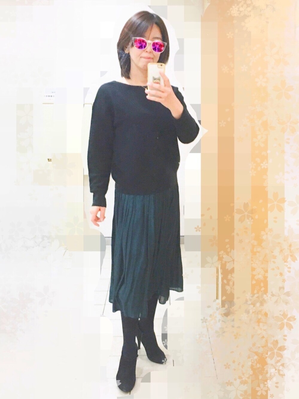 「オトナ女子、スカート、オトナカジュアル、通勤コーデ、アラフォー」｜「STYLE DELIのアイテム（スカート、グリーン系）」を使った、ｓｈｅさん（レディース・158cm）の冬コーディネートの1枚目の写真