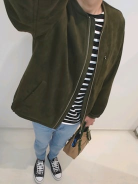 「RAGEBLUE（レイジブルー）のアイテム（MA-1）」を使った、dekoruさん（メンズ・173cm）の春コーディネート