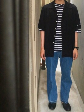 「tim.（ティム）のアイテム（トップス）」を使った、じょりたんさん（メンズ・168cm）の夏コーディネート